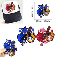 Patch thermocollant brodé écologique sur le thème du baseball, motif chauve-souris, gant, casque, pour la décoration de vêtements, vestes, chapeaux, sacs, DIY