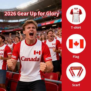 T-shirt de supporter de football personnalisé Coupe du Monde de Football 2026 Canada Mexique États-Unis, écologique, anti-plis, séchage rapide, respirant - Product Image 1