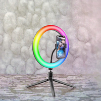 Ensemble de lumière annulaire en plastique compact de 10 pouces, trois couleurs, avec trépied et support de téléphone, portable, idéal pour la création de contenu