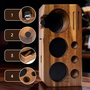 Soporte organizador de cajón rectangular clásico de madera de 51 mm para tamper de café multifunción, soporte para portafiltro de <span class=keywords><strong>molinillo</strong></span> 3/5 y estante de almacenamiento - Product Image 5