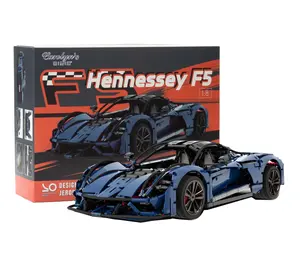 Carolyn's CJ-2015 Hennessey F5 Dark Blue Shape 1:8 Design by Bruno Jenson Technical Car Building Kit for Boy Block Toy Sets