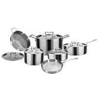 Ensemble marmites de cuisson 11 pièces anti-adhésif en acier inoxydable tri-pli, batterie de cuisine poêles et casseroles.