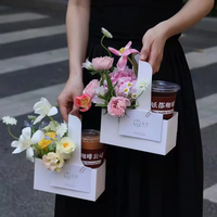 Sac à main artisanal en papier kraft pour café, boîte à fleurs, support de tasse, emballage cadeau, arrangement artisanal