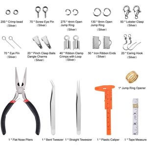 Diy Jewelry Making Kit Alloy Findings With Pliers Tweezers <b>Wire</b> And Tools For Bracelet Necklace <b>Crafting</b> - Product Image 3