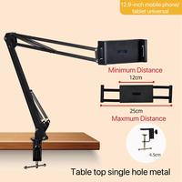 Support de téléphone portable et tablette universel réglable à bras long rotatif à 360 degrés pour bureau