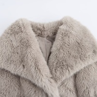 Manteau Hiver Chaud Fausse Fourrure Renard Style Nouveau pour Femme Boying Écologique Tissé Uni Décontracté à Col Rabattu