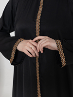 Abaya Kimono en Polyester Brodé pour Femme, Robe de Mariage Décontractée, Manches Longues, Coupe Classique, Col Complet, Idéale pour l'Aïd - Meilleures Ventes
