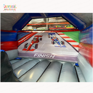 Château gonflable sur le thème des sports de course avec décor de voiture - Toboggan gonflable pour enfants pour fêtes en plein air et événements de carnaval - Product Image 5