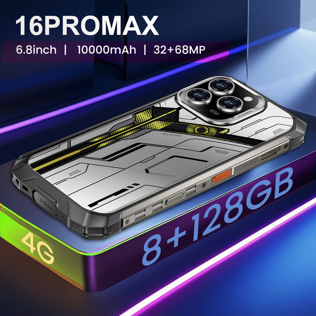 Rugged Smartphone 16GB+64GB 6.8" AMOLED 120Hz HD Display 10000mAh Battery Face Recognition Dual SIM Android 14