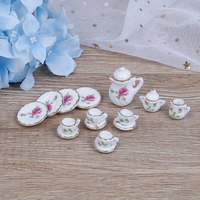 Ensemble de tasses à thé miniatures en céramique 1:12, vaisselle à fleurs, cuisine, maison de poupée