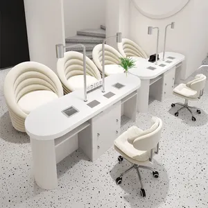 Beauty Salon Furniture Package Nail Bar Desk Luxury Tufted Manicure Tables With Chair Metal Iron Modern 2 Set/sets Standard Cm