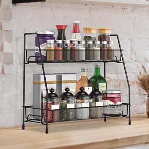 <b>Kitchen</b> Countertop Spice Rack Double Layer Detachable Metal <b>Storage</b> Organizer For Spices And Condiments - Product Image 3