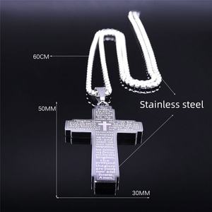 Jésus Crucifix Seigneurs Prière Basé Sur La Foi Christian Bible Croix Mâle En Acier Inoxydable Religieux Pendentif De Mode Bijoux Colliers - Product Image 2