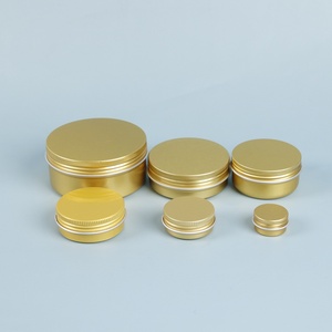 Boîtes rondes en métal aluminium doré de 30 ml avec couvercles à vis pour baumes à lèvres et perruques - Product Image 1