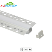 Profilé en aluminium pour bande LED, montage encastré dans le plâtre, avec surface anodisée tempérée T5