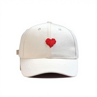 Gorra de Béisbol de 6 Paneles al por Mayor, Patrón Corazones Rojos, Hebilla Ajustable, Deportes al Aire Libre, Logotipo Bordado, Común, 100% Lona de Algodón