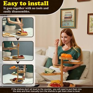 Wooden Multi Layer <b>Tray</b> Shelf Irregular Shape Tabletop Serving Platter For Dessert Sushi Cake Party <b>Snack</b> Display - Product Image 3