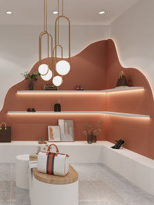 Meuble de présentation en bois haut de gamme pour chaussures et sacs à main, et comptoir de caisse pour magasin de chaussures - Product Image 3