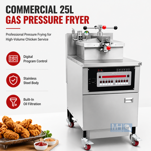 Freidora a Presión Comercial de Gas para Pollo, Estilo Panel, de Alto Rendimiento, 25L, con Sistema de Aceite - Product Image 1