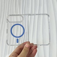 Étui de téléphone pliable 2-en-1 transparent avec cercle adhésif coloré à aspiration magnétique en acrylique pour iPhone Duo