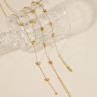 CLIORO Ensemble de bijoux délicats multi-étoiles en forme de Y, collier lariat étoile étanche, bracelet et chaîne de cheville délicats pour femmes, bijoux de plage