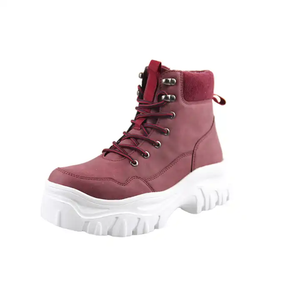 Scarpe da trekking da <span class=keywords><strong>donna</strong></span> per <span class=keywords><strong>donna</strong></span> allacciate alla caviglia in pelle nera brunastra rossa in pelle sintetica - Product Image 1