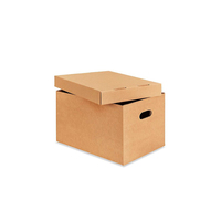Caja de Cartón Corrugado Personalizada con Tapa y Asas, para Almacenamiento de Archivos y Libros