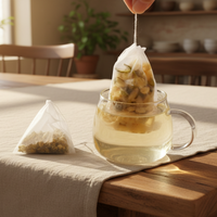 Sacs à thé en papier de maïs PLA compostable, design moderne, blanc, 10-20g, pour usage domestique et alimentaire