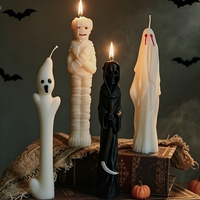 Bougies Pilier Artisanales Fantaisie en Cire de Soja Parfumées, Décorations d'Intérieur Thème Mummy Fantôme, Cadeaux d'Halloween Nouveauté, Favors de Fête, Vente en Gros