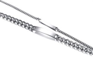 Braccialetti delle coppie dell'acciaio inossidabile della barra <span class=keywords><strong>di</strong></span> piano incisa nome classico all'ingrosso <span class=keywords><strong>di</strong></span> identificazione - Product Image 3