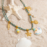 CAIOOCHE 2025 nouveau Style résine pierre étoile de mer coquille forme pendentif collier en acier inoxydable collier à breloques pour femmes bijoux de plage