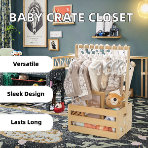 Tủ đựng đồ sơ sinh bằng gỗ có tay cầm, dùng để đựng quần áo & quà tặng bé, giỏ đựng quà cho lễ mừng đầy tháng - Product Image 2