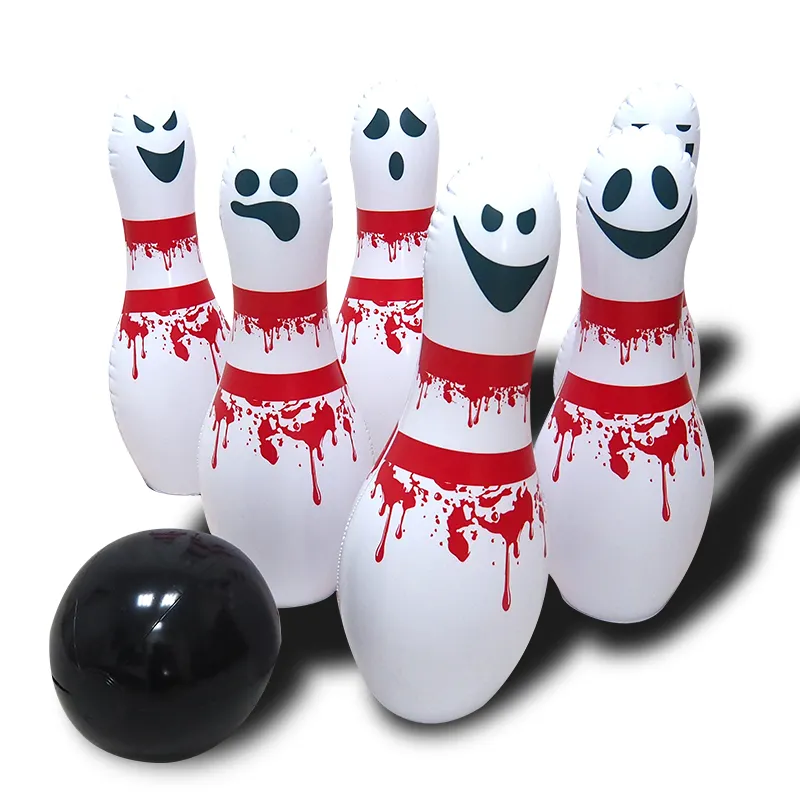Надувной набор для боулинга, игрушки для вечеринок, включает в себя один большой мяч и 6 надувных шариков для боулинга, набор для боулинга на Хэллоуин, игра для детей