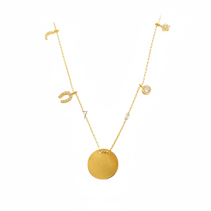 สร้อยคอทอง14K สีเหลืองทอง ID ส่วนบุคคลนำโชคโซ่สง่างามงานแต่งงานงานวันครบรอบงานทำมือไก่งวง - Product Image 2
