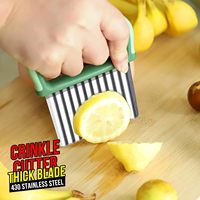 2 stuks handmatige plastic crinkle cutter mes roestvrijstalen golfmes groentesnijder aardappel frites snijder voor keukenbereiding
