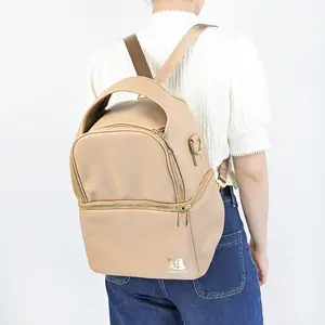 Grosir tas kulit Vegan kustom ibu ransel kulit desain baru tas popok multifungsi untuk luar ruangan