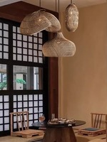 Lampe suspendue nordique en rotin tressé à la main, luminaire suspendu en bambou naturel, style bohème, pour salle à manger, villa, luminaire décoratif de plafond