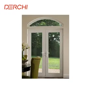 DERCHI Thermal Break Aluminum frame glass double entry door exterior french doors with blinds