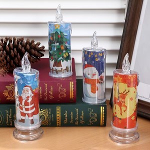 Velas blancas sin llama navideñas <span class=keywords><strong>con</strong></span> velas LED de mecha móvil parpadeante <span class=keywords><strong>con</strong></span> pilas de Papá Noel <span class=keywords><strong>con</strong></span> temporizador remoto - Product Image 1