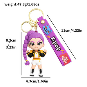 3D Schuh-Dekoration K-POP Cartoon Girl Group Silikon Schlüsselanhänger Großhandel Anime K-Pop Demon Hunters Taschenanhänger Schlüsselring - Product Image 5