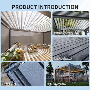 Toit à persiennes réglable et étanche personnalisé Motorisé Design moderne De Aluminio <span class=keywords><strong>Al</strong></span> Gazebo Pergola Persienne Système de toit - Product Image 3