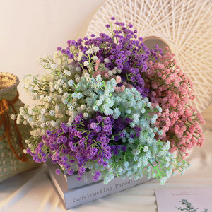 Artificial Baby's Breath Bouquet White Soft Rubber Wedding Decoration Plastic Flowers 3 Pronged Reusable Home Decor - Product Image 3
