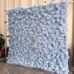 Light Blue Flower Wall Backdrop Backdrop Silk <b>Artificial</b> Decorative Flower Wall Flower Wall for Wedding Stage Decoration - Product Image 1