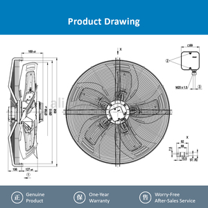 Ventilateur axial AC ebmpapst S6D800-CD01-01/F01 800 mm pour refroidissement de condenseur HVAC, refroidissement de centre de données et refroidisseur à air sec - Product Image 5