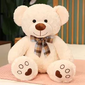 Urso de pelúcia fofo clássico, brinquedos de pelúcia kawaii, laço, urso, travesseiro de pelúcia, bonecas macias para crianças, meninas, amante, presentes