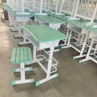 Ensemble bureau et chaise d'écolier réglables en hauteur avec structure métallique et siège, idéal pour l'étude des élèves et des enfants - Fournisseur direct usine