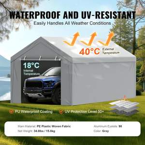 <span class=keywords><strong>Garage</strong></span> portable avec fenêtres enroulables, cadre en acier galvanisé robuste de 12 x 20 pieds, parois latérales amovibles, portes, imperméable toute saison - Product Image 6