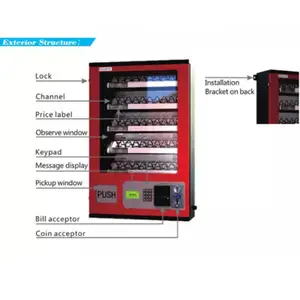 Kleine Aan De Muur Gemonteerde Automaat Kaartlezer Digitale Bewegwijzering Touchscreen Mini Snack Dispenser Metalen Frisdrank Automaten