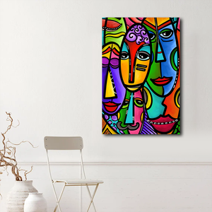 Stampa digitale di arte decorazione per la casa con facce astratte moderne stampate su tela ad acquerello - Product Image 4