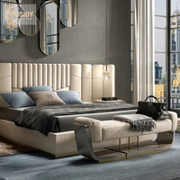 Ensemble de chambre à coucher moderne de luxe italien 2025, cadre de lit en velours capitonné, taille king, nouveau design
